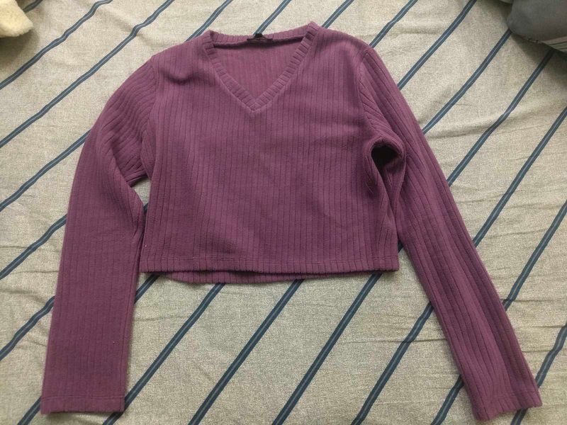Ribbed Purple Knit Top