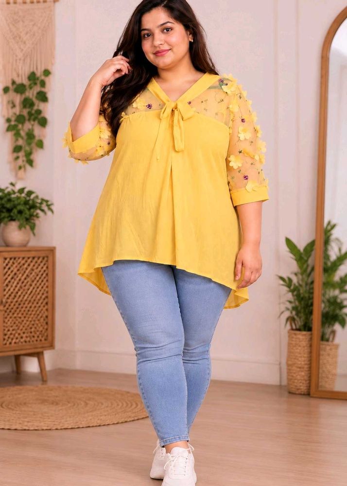 Chic Yellow Floral Sleeve Top