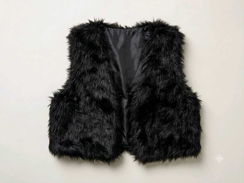 Chic Black Faux Fur Vest