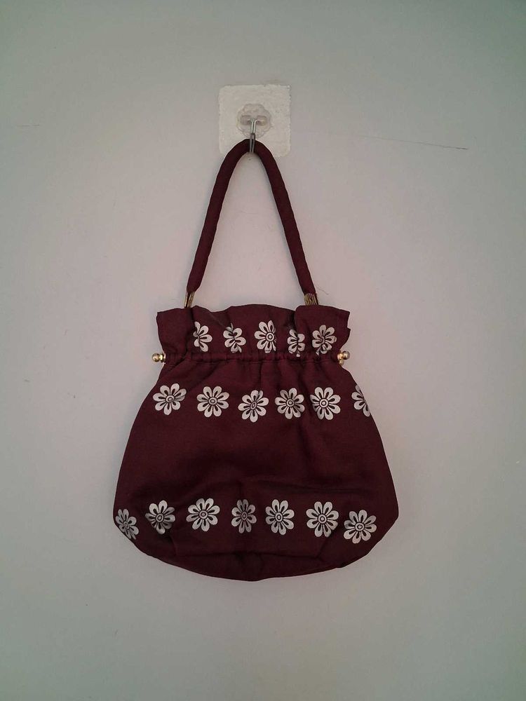 Maroon Floral Clutch Bag