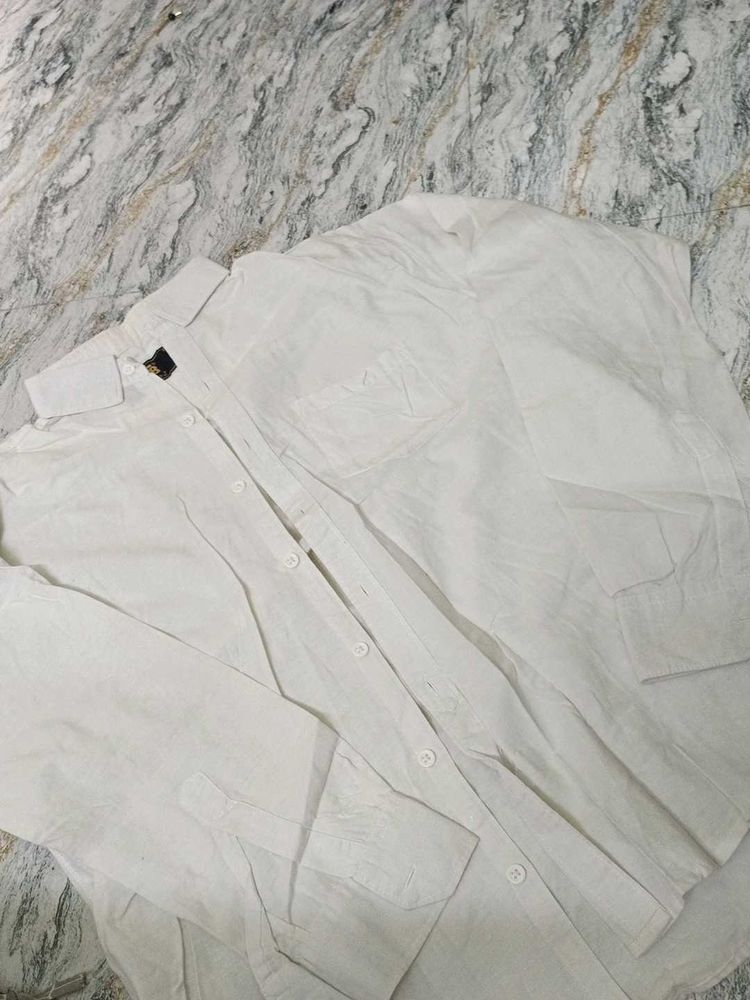 Men's Classic White Linen Shirt