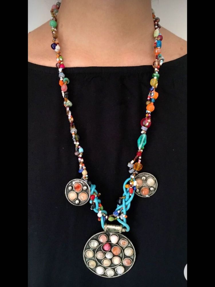 Natural multi agate Beaded Necklace