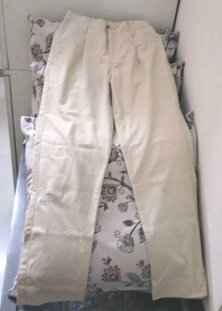 Cream Wide-Leg Trousers