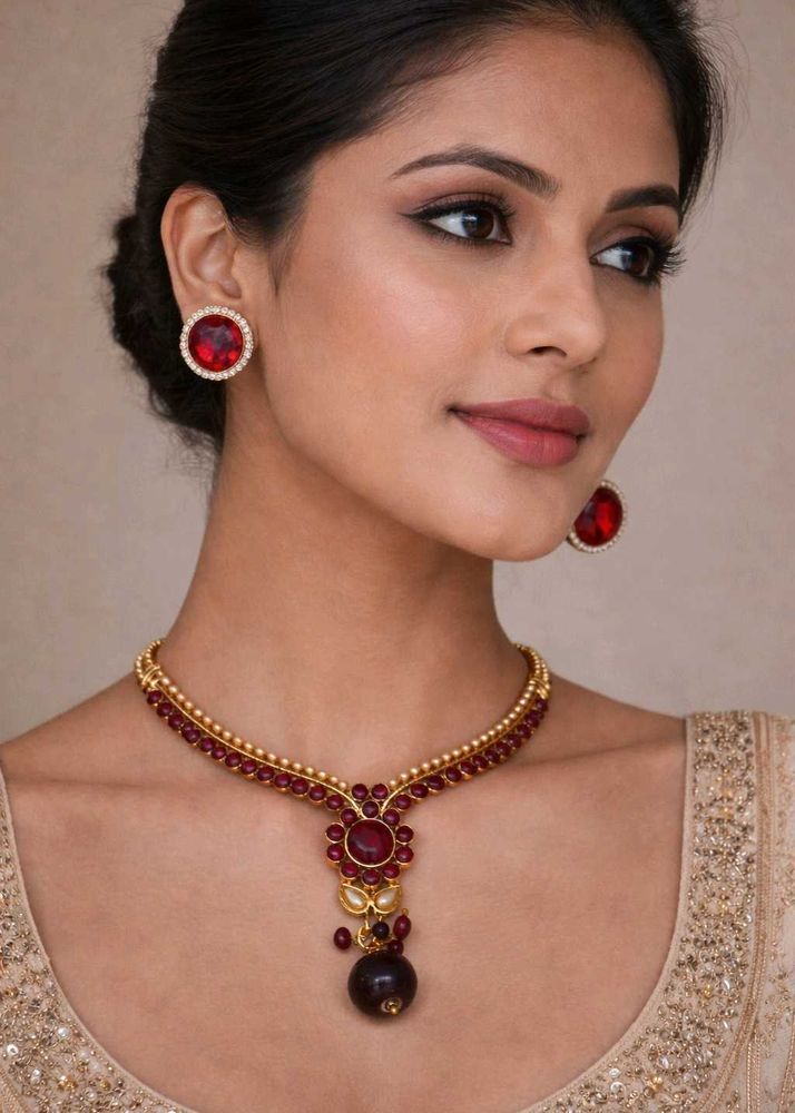 maroon Necklace &amp; Earring Set