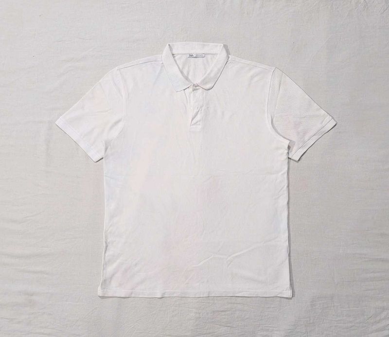 Zara Classic White Polo Shirt
