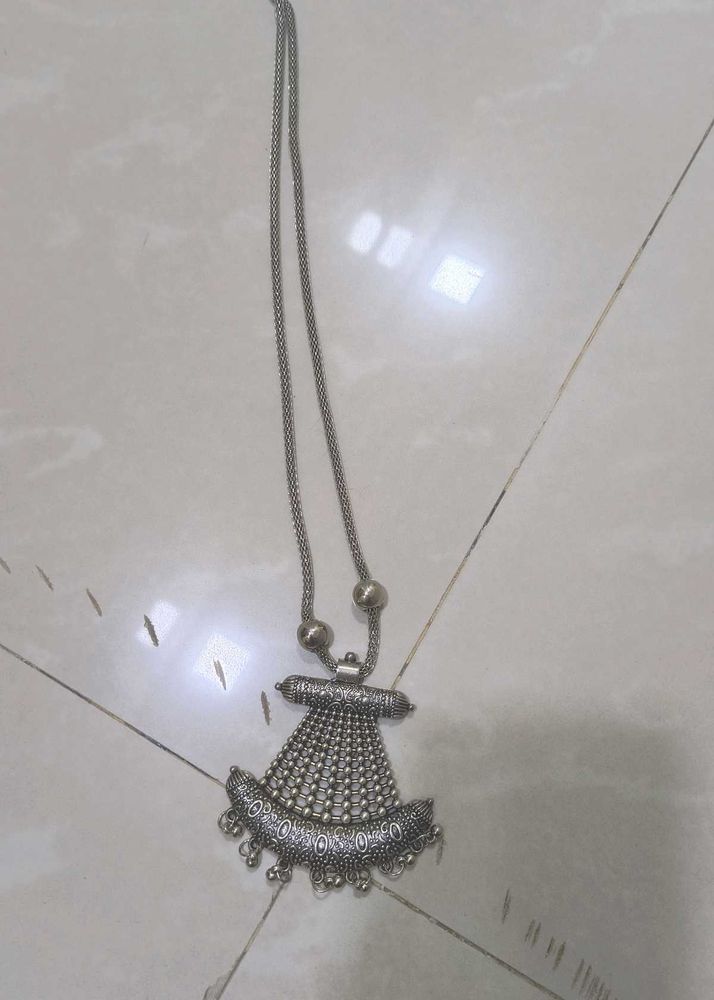 Oxidized Silver Statement Necklace