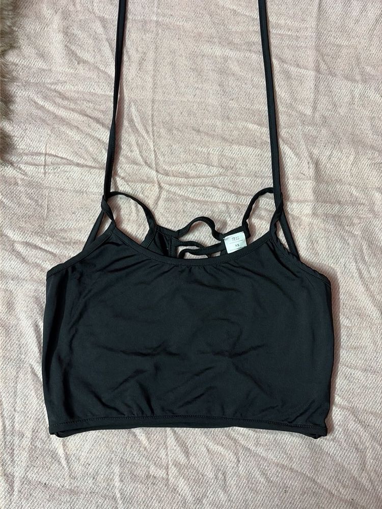 Black Cropped Tank Top