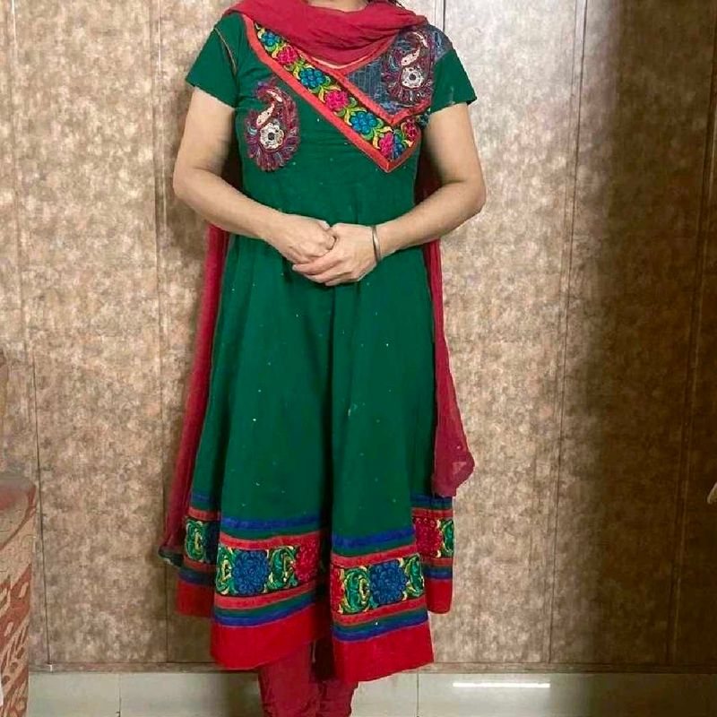 Green Embroidered Kurta Set