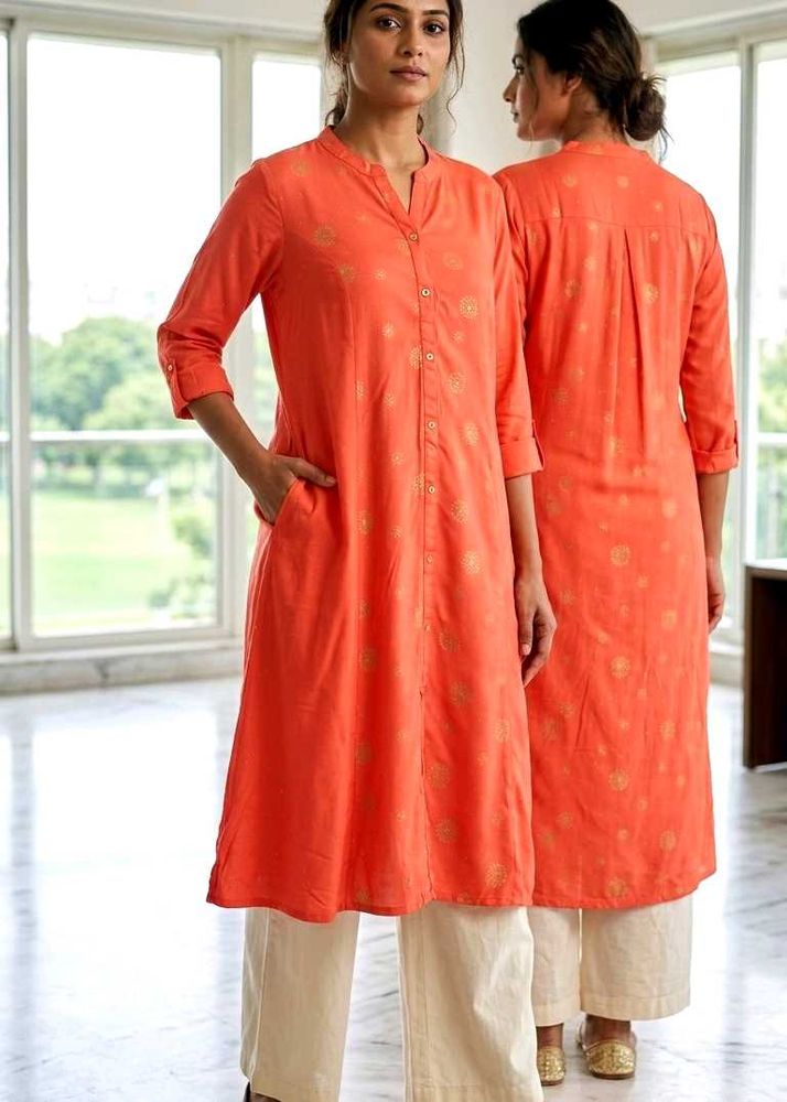 🧡Orange Printed Kurta