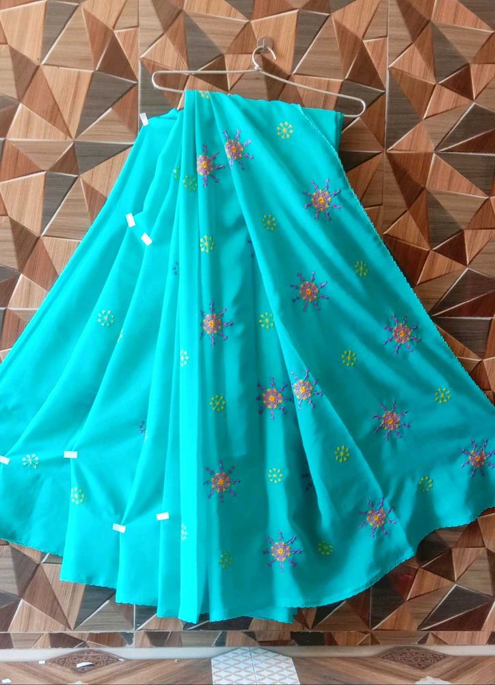 Beautiful Teal Embroidered Saree