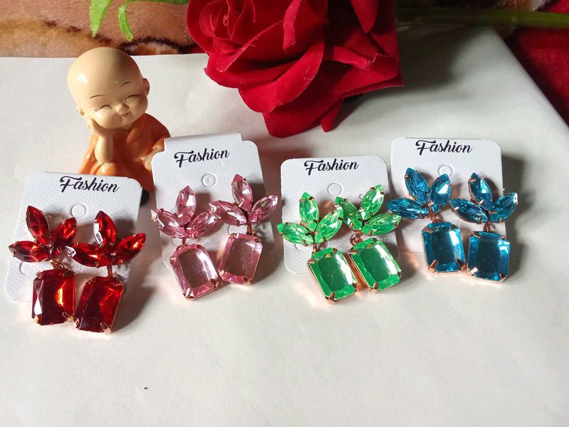 Sparkling Gemstone Drop Earrings