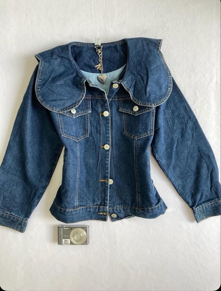 Stylish Denim Jacket with Large Collar