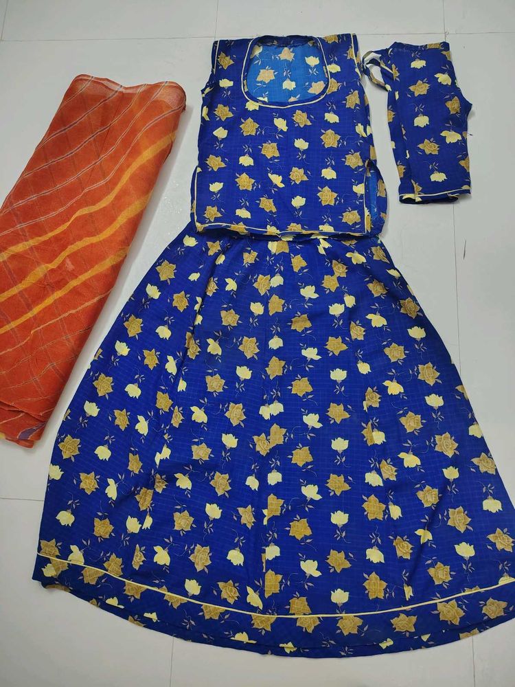 Blue Floral Print rajputi suit