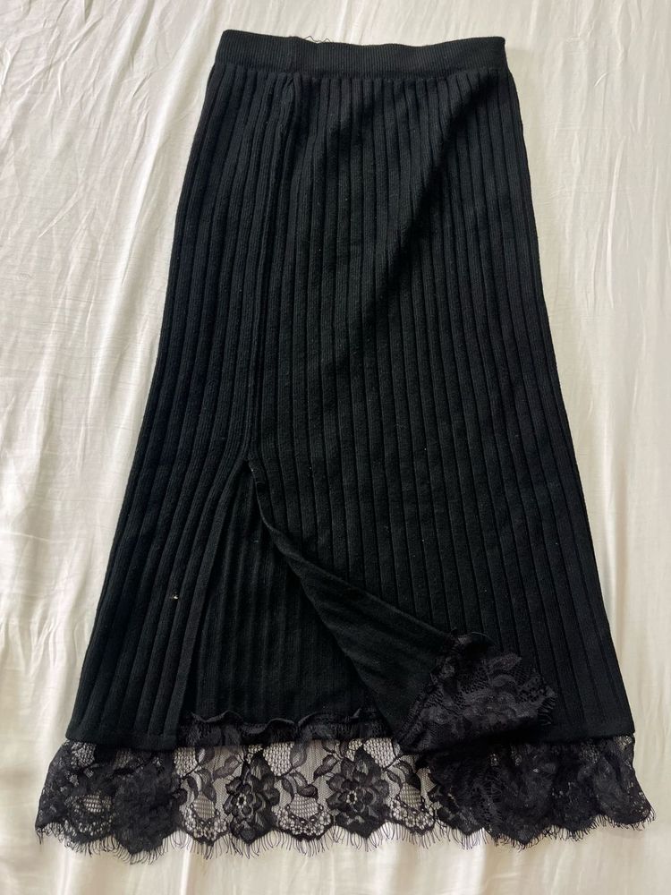 black lace long skirt