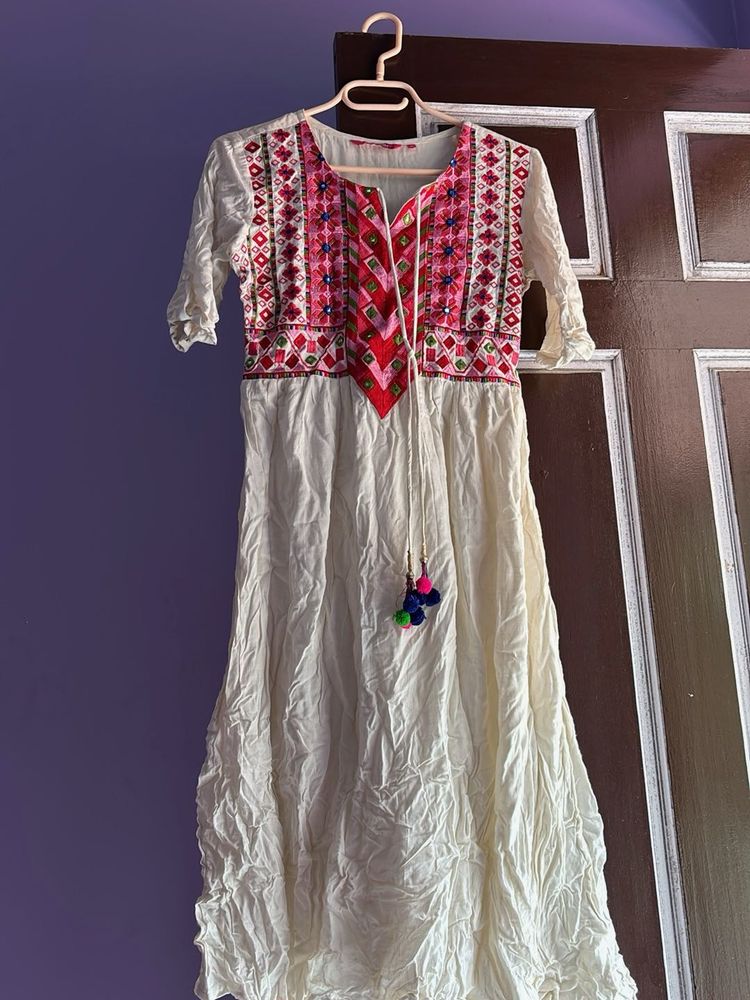 Embroidered white Kurta