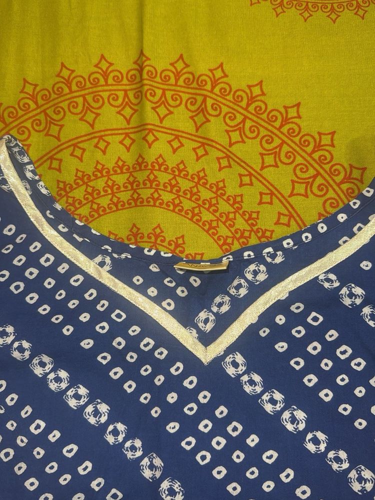 Beautiful Blue Bandhani Kurta