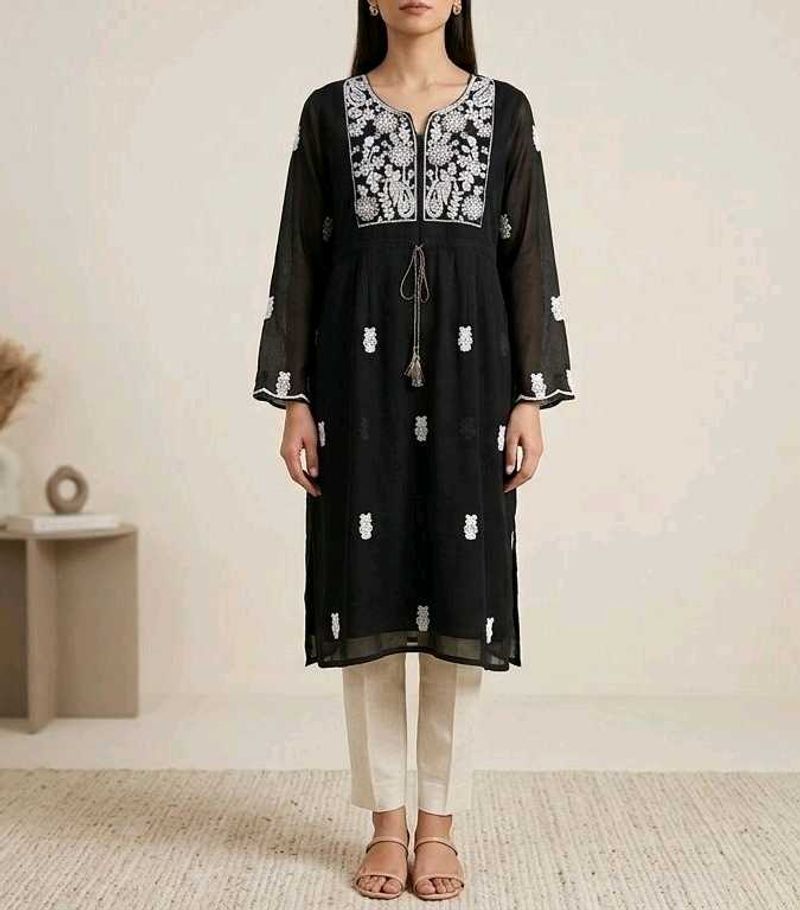 Elegant Black Embroidered Kurta Set