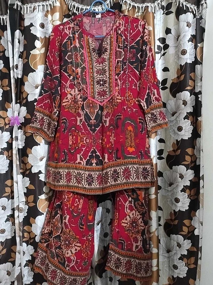 Red Ethnic Kurta Set
