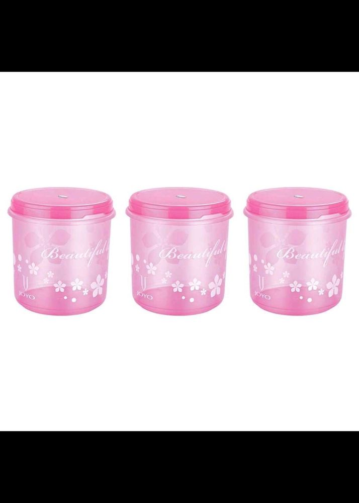 Set of 3 Pink Floral Storage Containers