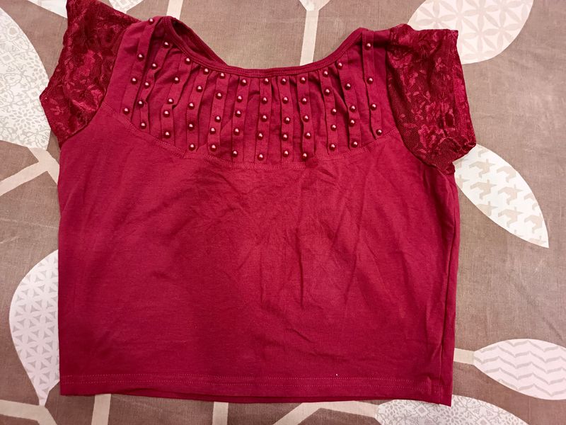 Beautiful Maroon Slip On Blouse