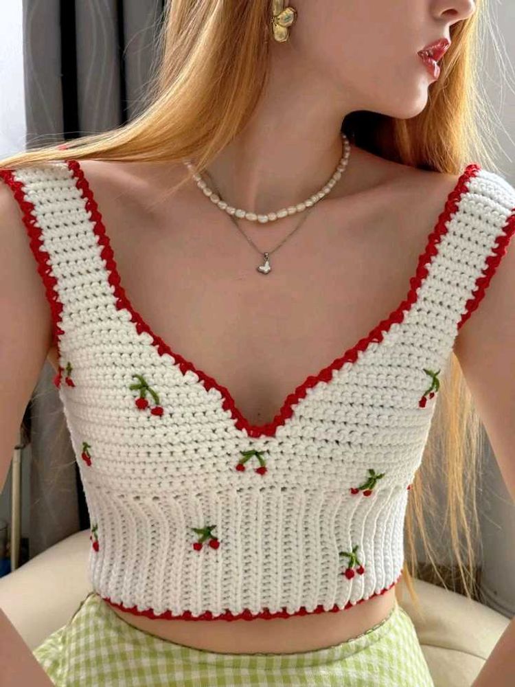 Crochet Cherry Crop Top