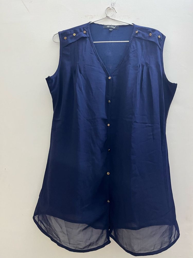 Elegant Navy Blue Sleeveless Top