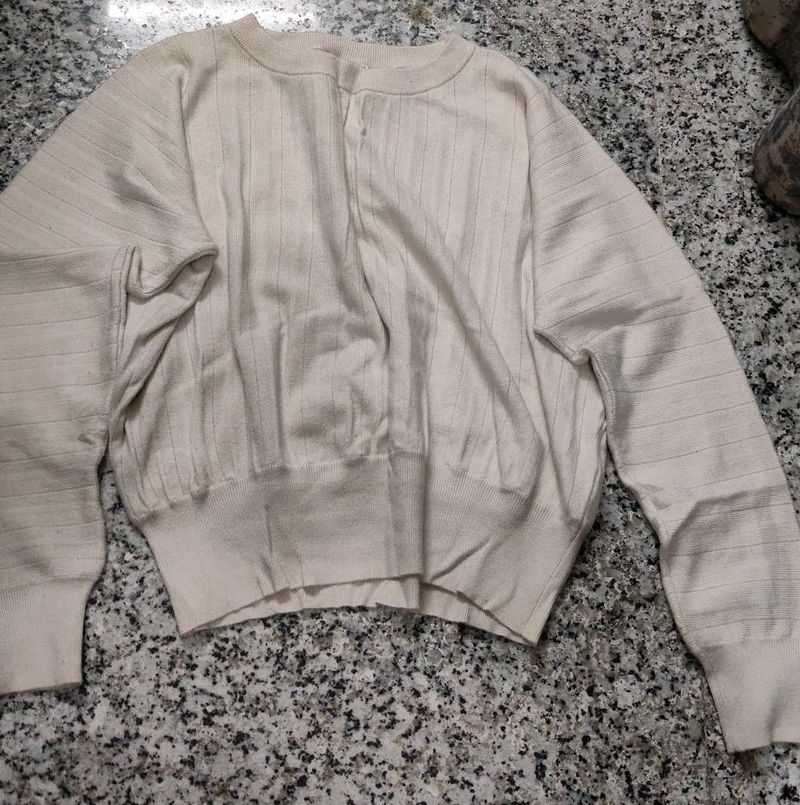 Beige Knit Pullover Sweater
