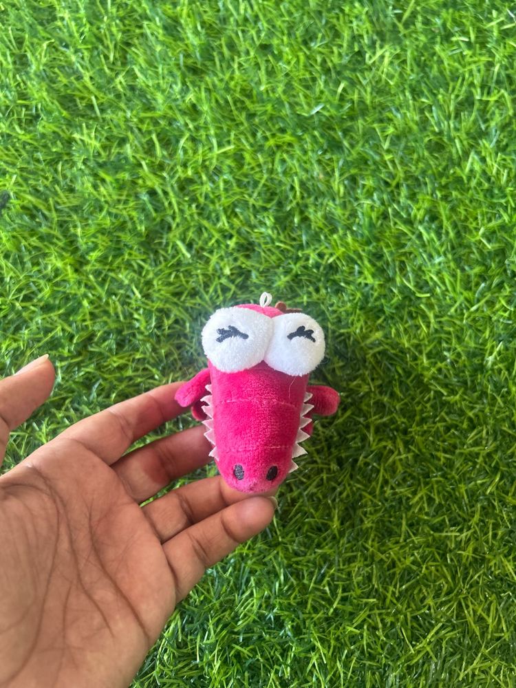 Pink Alligator Plush Keychain