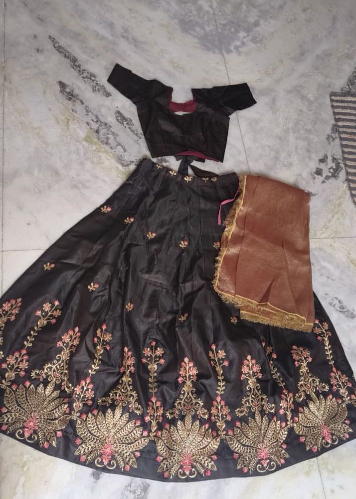 Black Embroidered Lehenga Choli Set