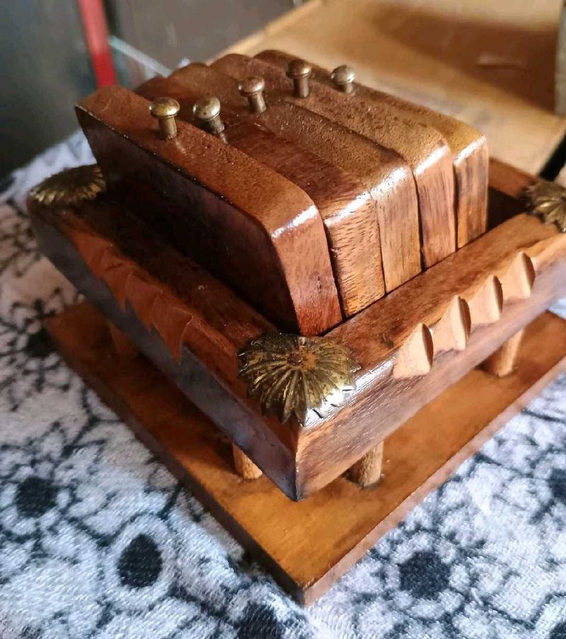 Wooden Coaster Set with Holder