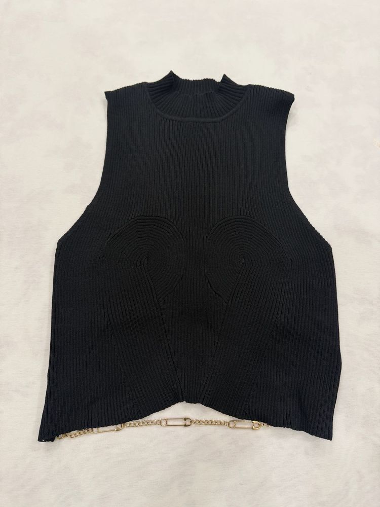 bershka black knit top