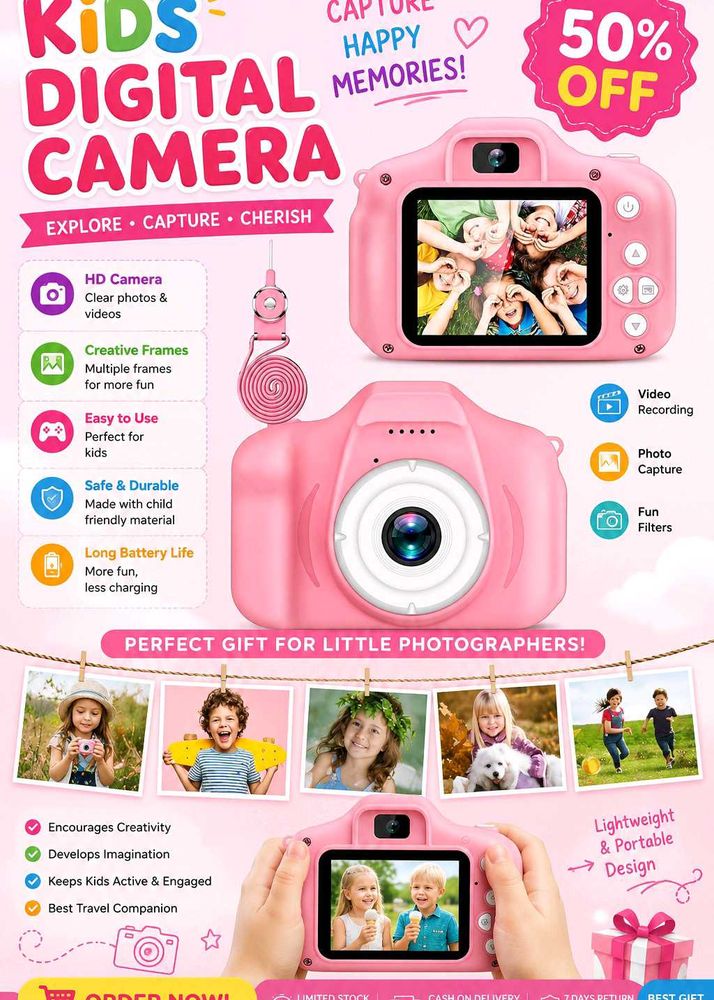 Kids Digital Camera Pink