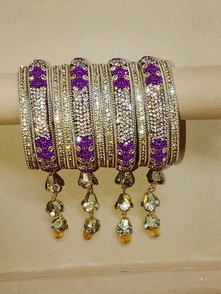 Elegant Purple Stone Bangles