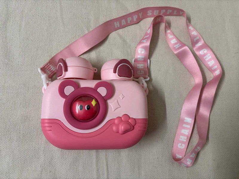 🆕Cute Pink Bear Water Bottle with Strap