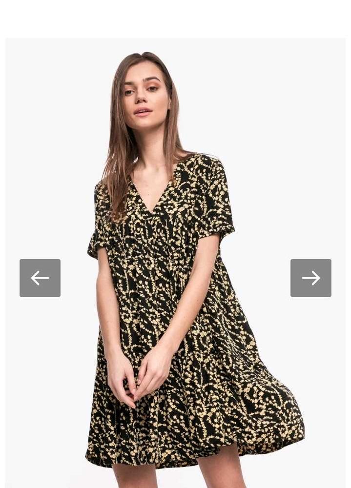 Black with yellow floral Print Mini Dres