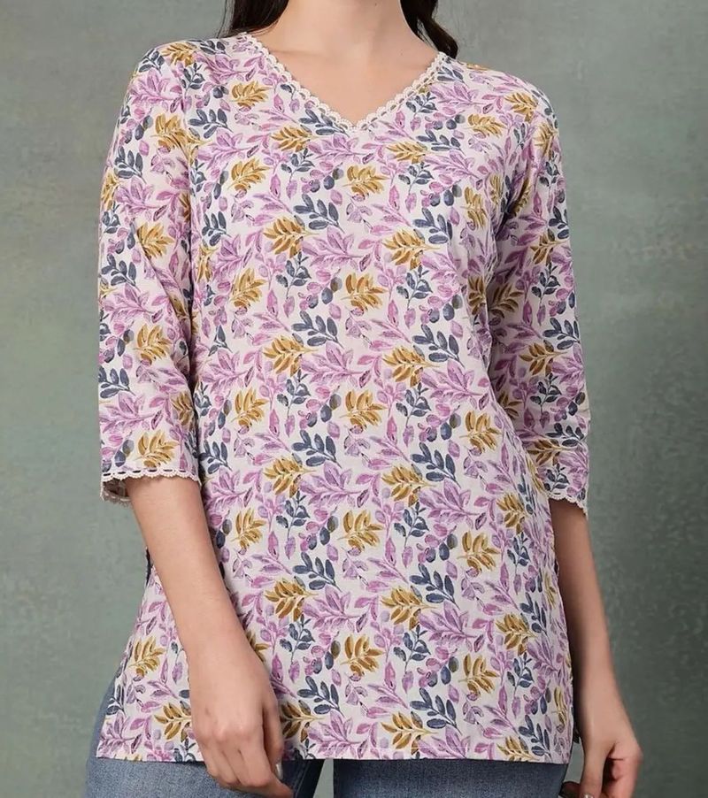 Lavender Floral Print Kurti