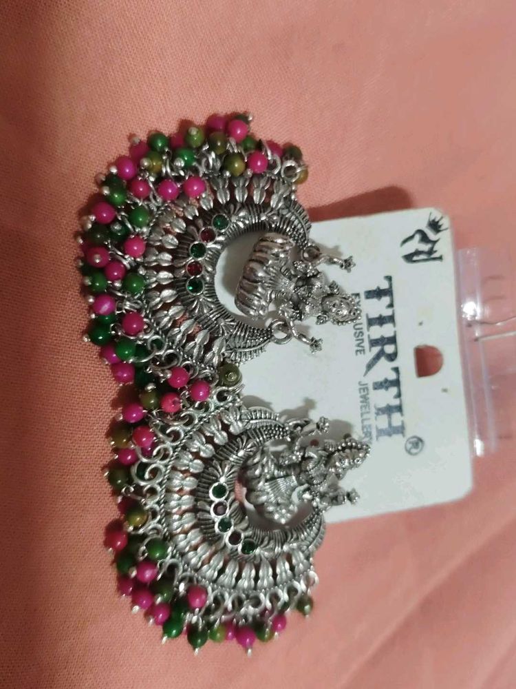 Oxidized Peacock Earrings