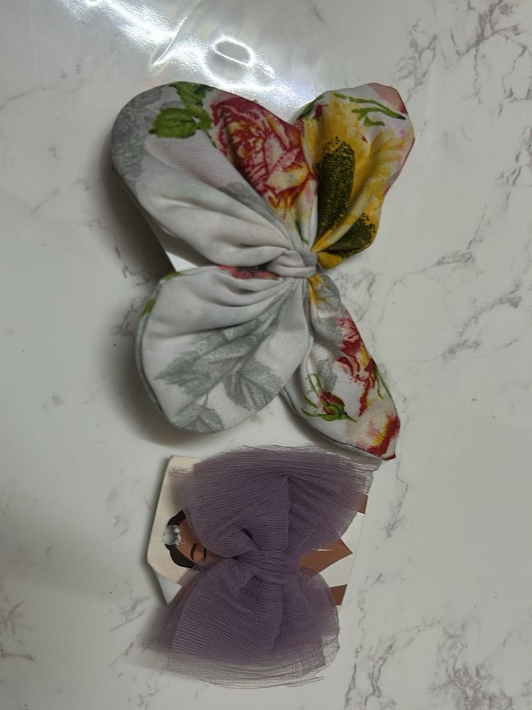 Floral &amp; Tulle Bow Hair Accessories