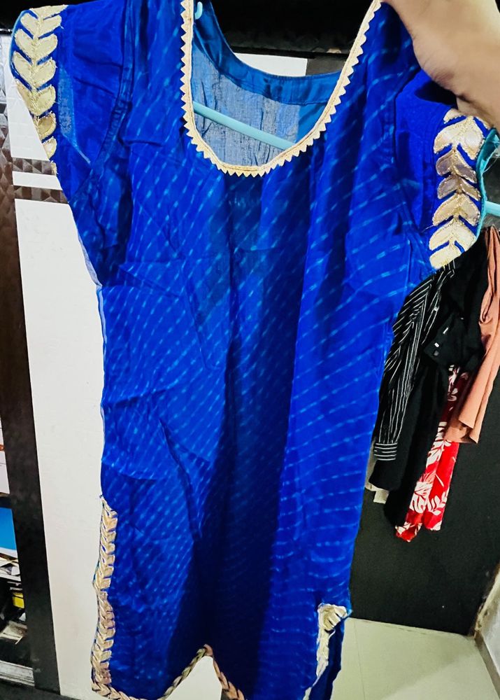 Royal Blue Embroidered kurti