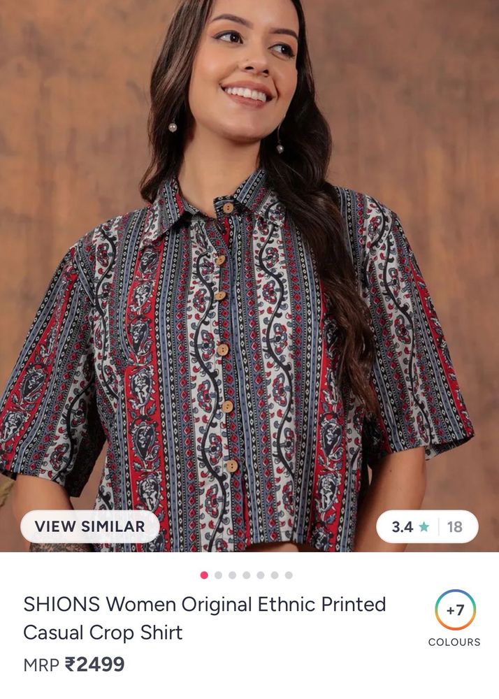 SHIONS Women's Ethnic Crop Shirt