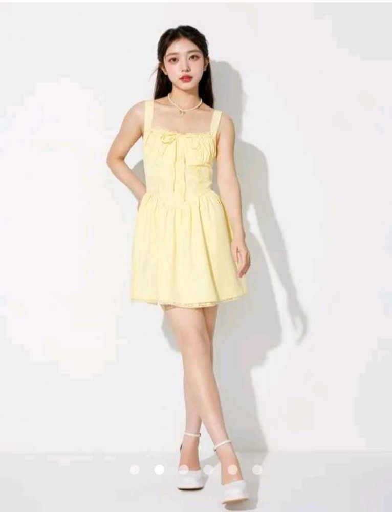 Savana Yellow Lace-Up Mini Dress