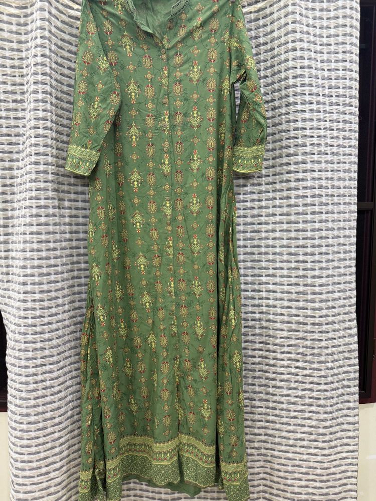Green Printed Kurta