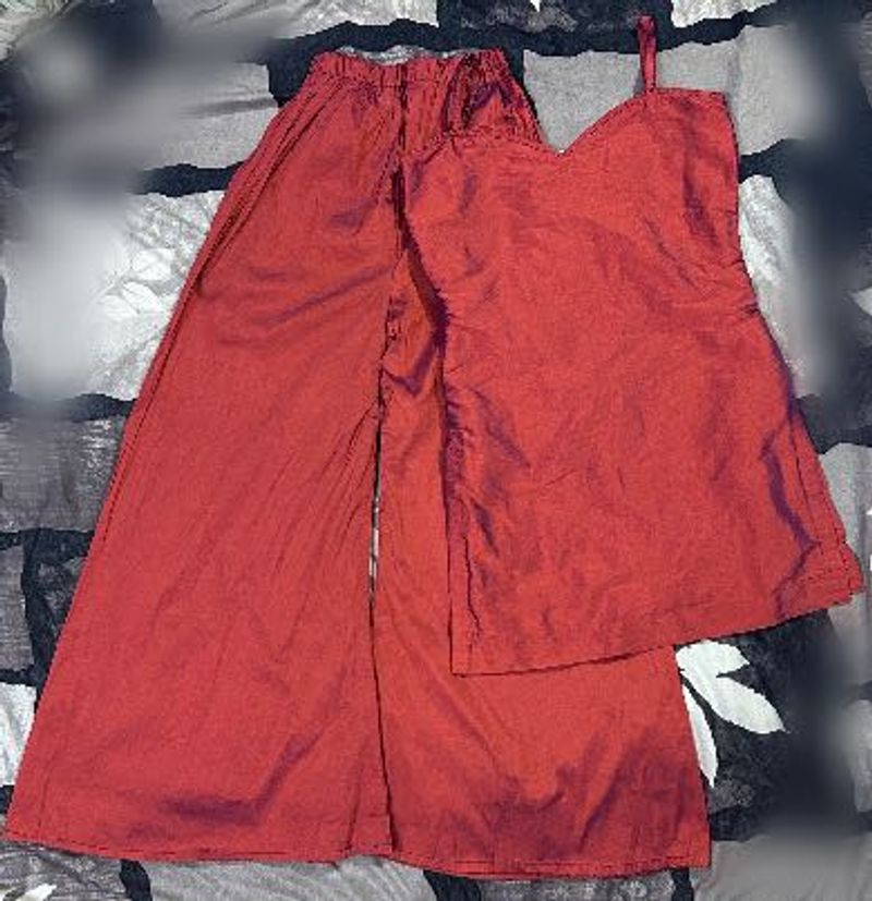 Two tone Short Kurta with Palazzos