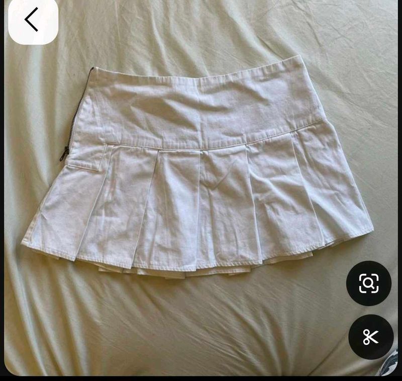 🏖Y2k  Plated White Skort