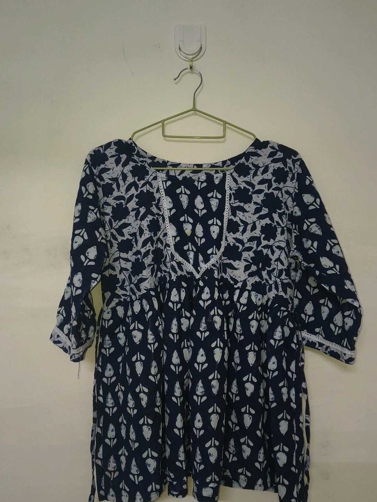 indigo Print Cotton top