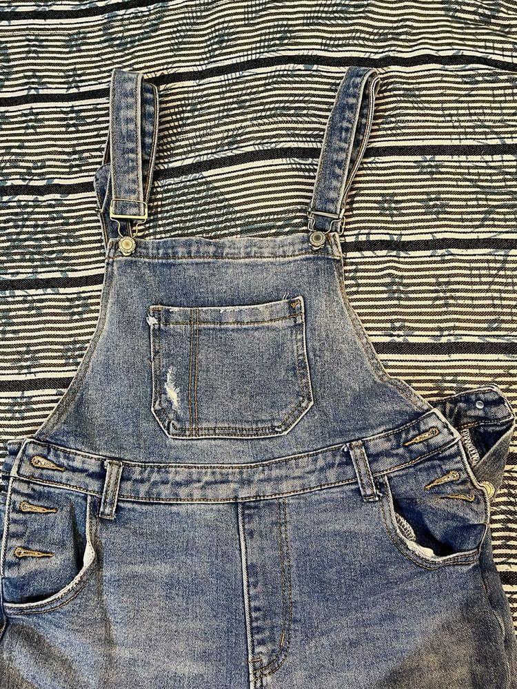 Distressed Denim Overalls