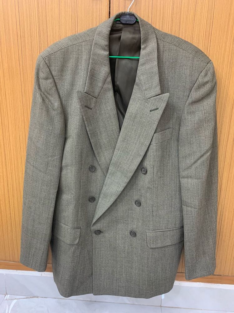 Vintage Plaid Double-Breasted Blazer