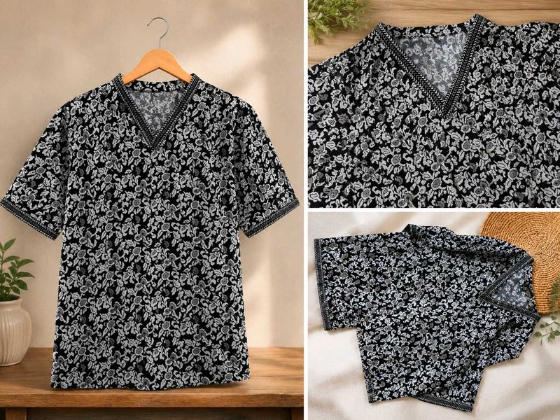short kurta a beautiful black and white kurt