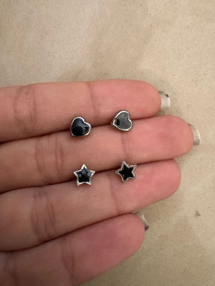 Star &amp; Heart Stud Earrings