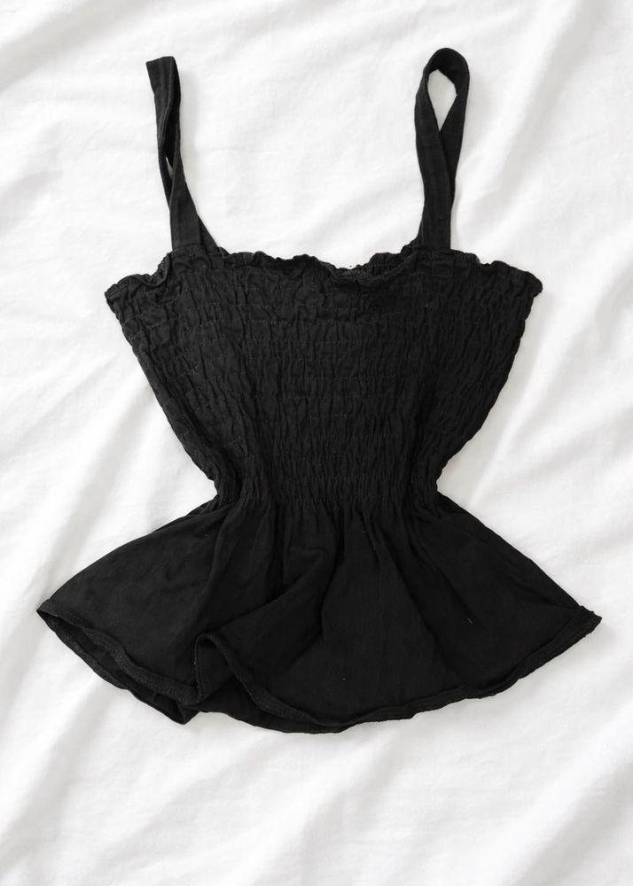 Black Smocked Camisole Top
